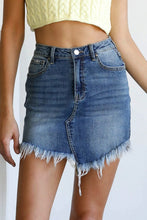 Load image into Gallery viewer, High Waist Long Frayed Hem Mini Denim Skirt