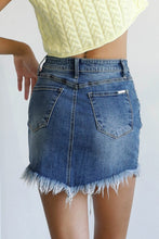 Load image into Gallery viewer, High Waist Long Frayed Hem Mini Denim Skirt