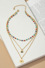 Load image into Gallery viewer, Three row evil eye choker and pendant necklace