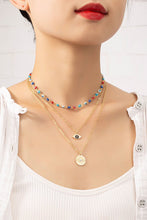 Load image into Gallery viewer, Three row evil eye choker and pendant necklace