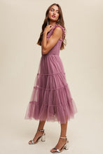 Load image into Gallery viewer, Smocked Ruffle Tiered Mesh Midi Maxi Dress