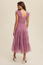 Load image into Gallery viewer, Smocked Ruffle Tiered Mesh Midi Maxi Dress