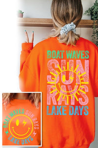 Boat Waves Sun Rays Graphic Fleece Sweatshirts