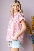 Load image into Gallery viewer, Cotton Bleu by Nu Lab Plaid Collared Neck Short Sleeve Shirt