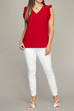 Load image into Gallery viewer, V neck ruffle sleeve Tee shirt