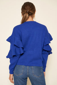 Comfy Ruffle Electric Blue Sweater