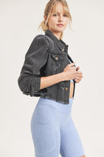 Load image into Gallery viewer, Black Puffed Denim Jacket