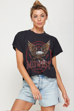 MIDWEST IS THE BEST Graphic Print Women Top