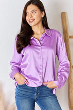 Load image into Gallery viewer, Zenana Satin Button Down Long Sleeve Shirt