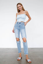 Load image into Gallery viewer, High Waist Destroyed Hem Boyfriend Jeans