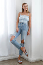 Load image into Gallery viewer, High Waist Destroyed Hem Boyfriend Jeans