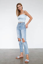 Load image into Gallery viewer, High Waist Destroyed Hem Boyfriend Jeans