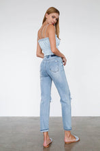 Load image into Gallery viewer, High Waist Destroyed Hem Boyfriend Jeans