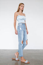 Load image into Gallery viewer, High Waist Destroyed Hem Boyfriend Jeans