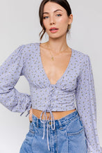 Load image into Gallery viewer, Puff Sleeve Lace-Up V-Neck Top
