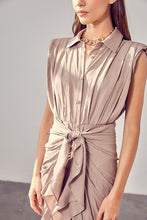 Load image into Gallery viewer, Sleeveless Button Front Tie Dress