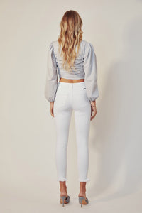 HIGH RISE ANKLE SKINNY WHITE JEANS-KC8604WT