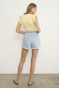 HIGH RISE PLEATED MOM SHORTS