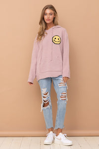 Fuzzy Cozy Hooded Smiley Sweater