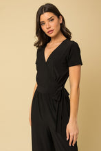Load image into Gallery viewer, Solid Surplice Cropped Jumpsuit with Faux Wrap