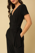 Load image into Gallery viewer, Solid Surplice Cropped Jumpsuit with Faux Wrap