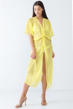 Load image into Gallery viewer, Mesh Twist V-Neck Front Slit Swim Cover Up