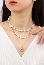 Load image into Gallery viewer, 3 necklaces set with pearl evil eye and sun