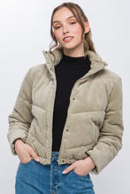 Load image into Gallery viewer, Corduroy Puffer Jacket with Toggle Detail