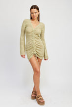 Load image into Gallery viewer, RUCHED CROCHET MINI DRESS