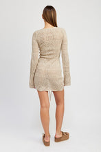 Load image into Gallery viewer, RUCHED CROCHET MINI DRESS