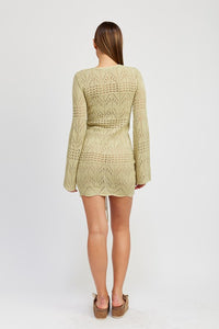 RUCHED CROCHET MINI DRESS