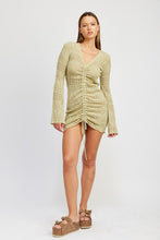 Load image into Gallery viewer, RUCHED CROCHET MINI DRESS