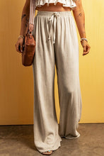 Load image into Gallery viewer, Beige Viscose Linen floor length wide leg pants