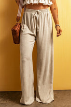 Load image into Gallery viewer, Beige Viscose Linen floor length wide leg pants