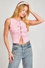 Load image into Gallery viewer, Satin Bow Detail Sleeveless Sweater Top