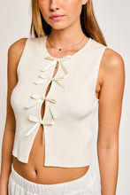 Load image into Gallery viewer, Satin Bow Detail Sleeveless Sweater Top