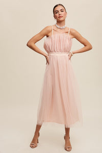 Paper Bag Frill Tulle Maxi Dress