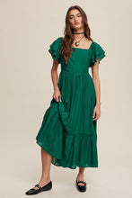 Load image into Gallery viewer, Square Neck Ruffled Short Sleeve Maxi Dress