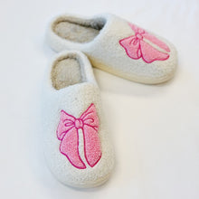 Load image into Gallery viewer, Pink Lounge Bow Cozy Slippers