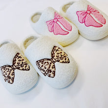 Load image into Gallery viewer, Pink Lounge Bow Cozy Slippers