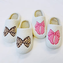 Load image into Gallery viewer, Pink Lounge Bow Cozy Slippers