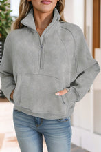 Load image into Gallery viewer, Stand Collar Ribbed Thumbhole Sleeve Sweatshirt