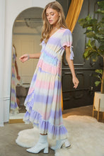 Load image into Gallery viewer, V-Neck short Puff Sleeve Maxi Dress