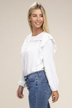 Load image into Gallery viewer, Swiss dot ruffle trim blouse