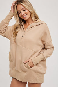 Pre - Order FRENCH TERRY DOLMAN SLEEVE KNIT TUNIC HOODIE