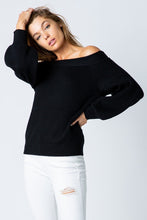 Load image into Gallery viewer, Off The Shoulder Balloon Sleeve Black Sweater