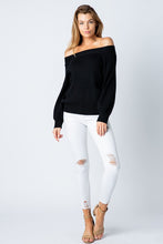 Load image into Gallery viewer, Off The Shoulder Balloon Sleeve Black Sweater