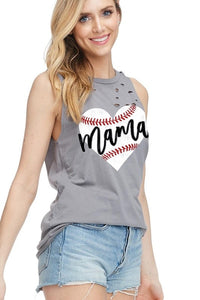 Mama Baseball Heart Graphic Top