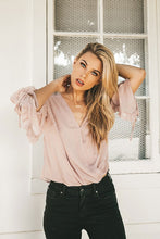 Load image into Gallery viewer, Mauve Ruffle Wrap Blouse