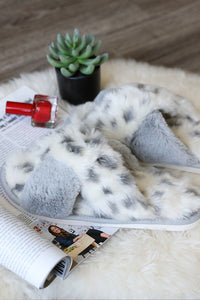 Animal Print Faux Fur Slippers